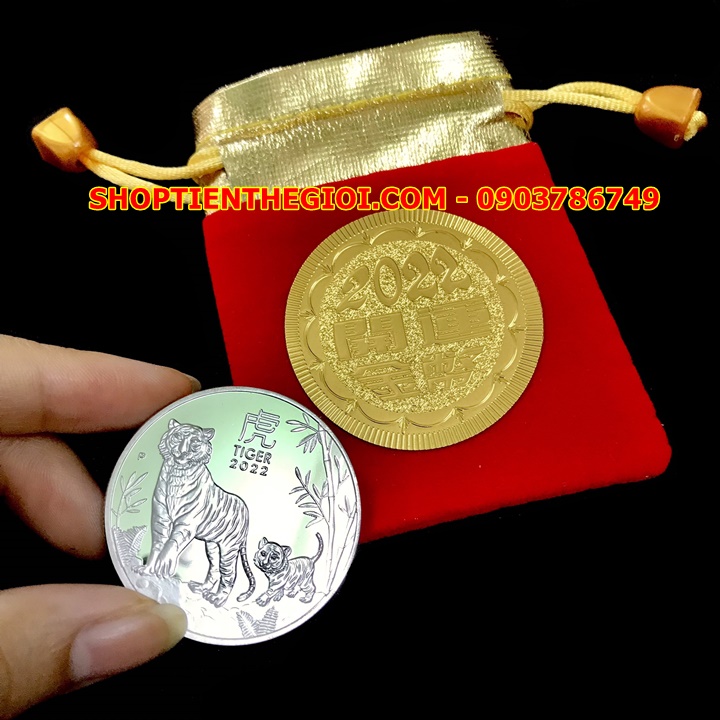 Xu Úc Hình Con Hổ Mạ Bạc tặng túi gấm 2022 - SP005411